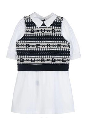 Burberry Kids Black & White Logo Knit Vest Dress Set